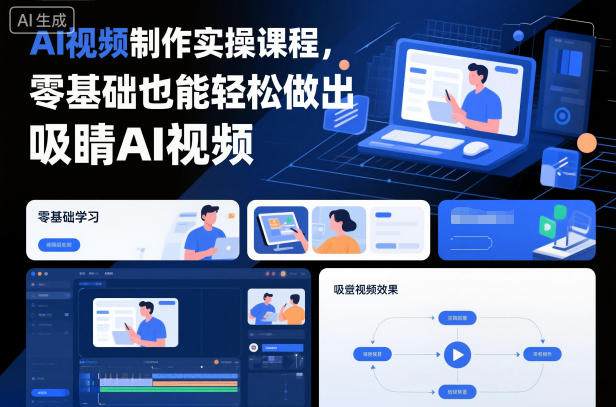 AI视频制作实操课程，零基础也能轻松做出吸睛AI视频-大米网创