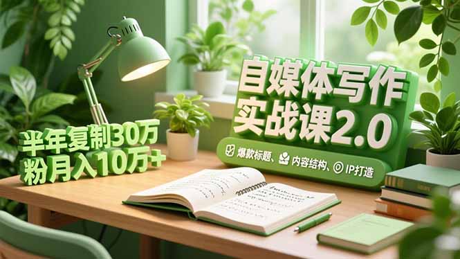 自媒体写作实战课2.0，爆款标题、内容结构、IP打造，半年复制30万粉月入10万+-大米网创