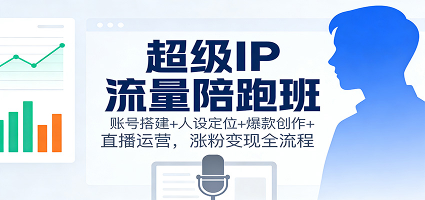 超级IP流量陪跑班：账号搭建+人设定位+爆款创作+直播运营，涨粉变现全流程-大米网创