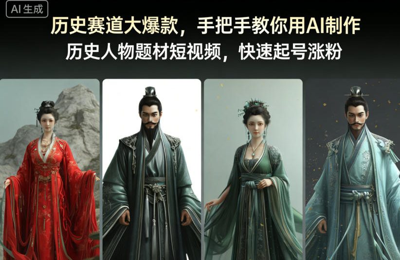 历史赛道大爆款，手把手教你用AI制作历史人物题材短视频，快速起号涨粉-大米网创