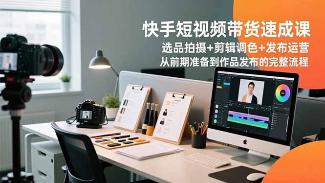 快手短视频带货速成课，选品拍摄+剪辑调色+发布运营，从前期准备到作品发布的完整流程-大米网创