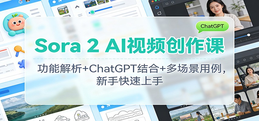 Sora 2 AI视频创作课：功能解析+ChatGPT结合+多场景用例，新手快速上手-大米网创