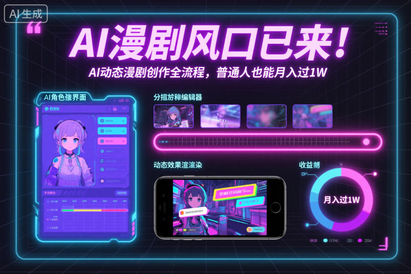 AI漫剧风口已来！AI动态漫剧创作全流程，普通人也能月入过1W-大米网创
