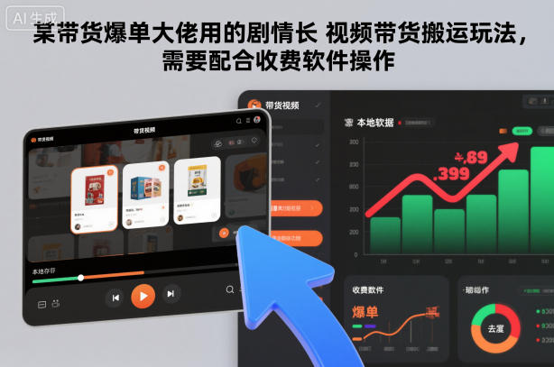 某带货爆单大佬用的剧情长视频带货搬运玩法，需要配合收费软件操作-大米网创