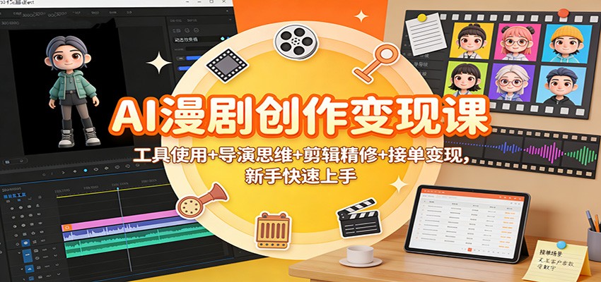 AI漫剧创作变现课:工具使用+导演思维+剪辑精修+接单变现,新手快速上手-大米网创
