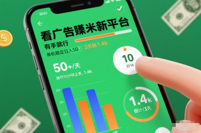 看广告賺米新平台,有手就行,单机稳定日入50+,操作10分钟上手,3天搞了1.4k-大米网创