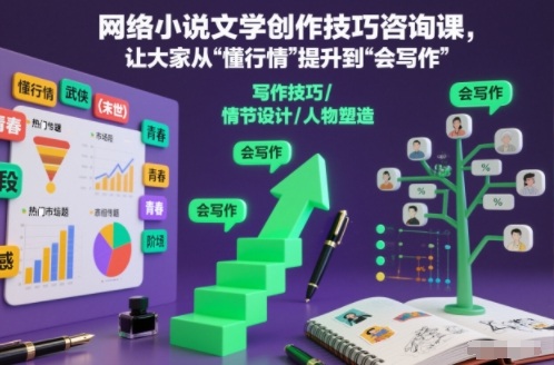 网络小说文学创作技巧咨询课，让大家从“懂行情”提升到”会写作”的高度-大米网创