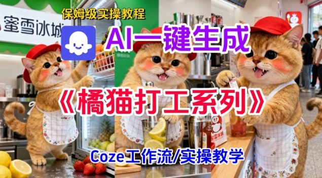 Coze扣子工作流一键生成胖橘猫打工短视频,保姆级实操搭建教学-大米网创