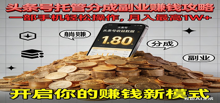 全程托管今日头条,一部手机就可以开干,最高躺赚1W+-大米网创