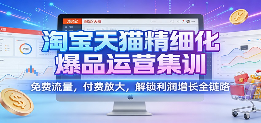 淘宝天猫精细化爆品运营集训:免费流量,付费放大,解锁利润增长全链路-大米网创