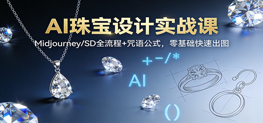 AI珠宝设计实战课:Midjourney/SD全流程+咒语公式,零基础快速出图-大米网创