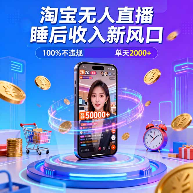淘宝无人直播,不违规不封号,直播100小时卖了5万,年底旺季!-大米网创