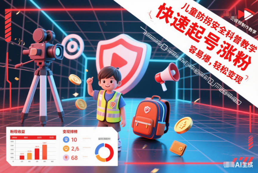 儿童防拐安全科普知识视频制作教学，快速起号涨粉，容易爆，轻松变现-大米网创