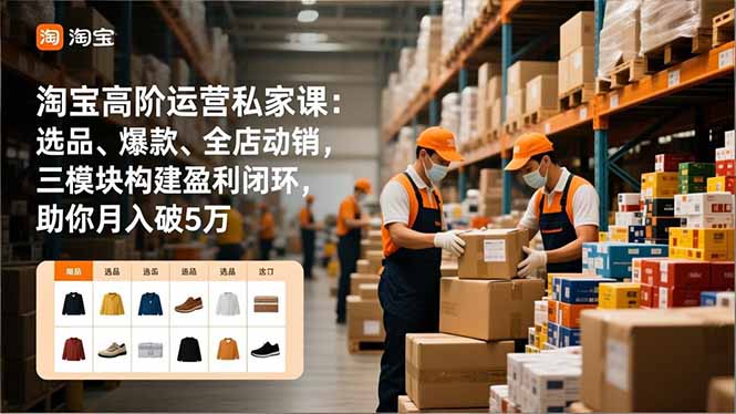 淘宝高阶运营私家课：选品、爆款、全店动销，三模块构建盈利闭环，助你月入破5万-大米网创