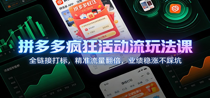拼多多疯狂活动流玩法课：全链接打标，精准流量翻倍，业绩稳涨不踩坑-大米网创