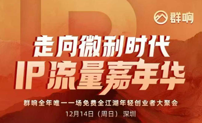 2025ip嘉年华万人12月14深圳线下课，走向微利时代，IP流量嘉年华，实操性极强的商业干货课-大米网创