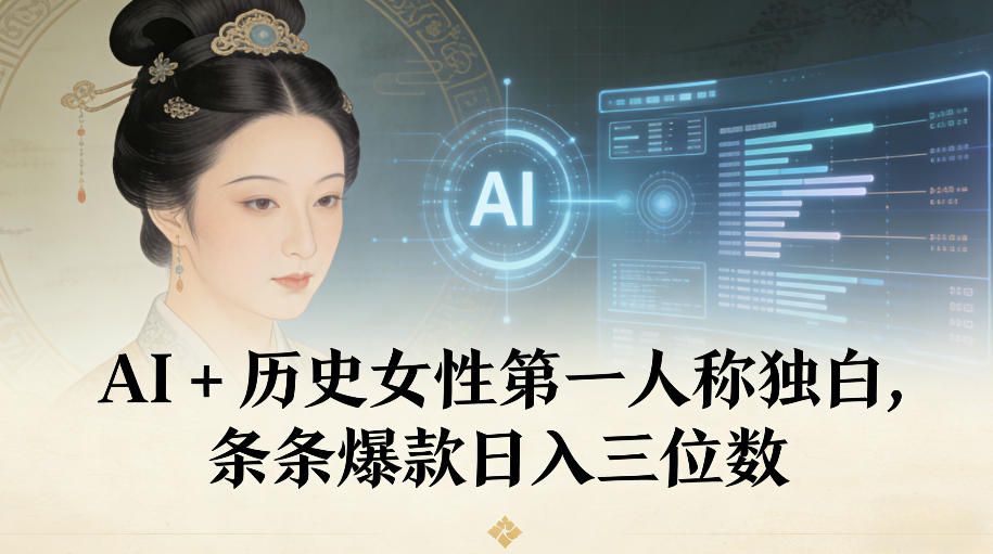 AI+历史女性第一人称独白，条条爆款日入三位数-大米网创