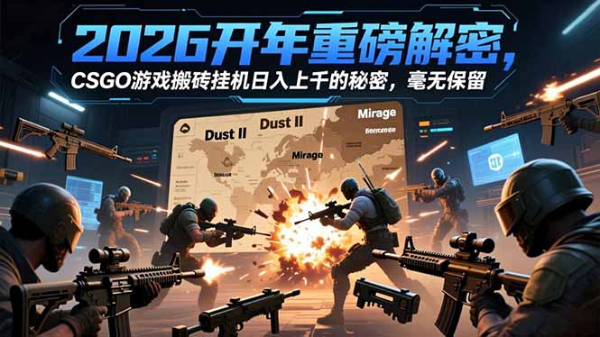 2026开年重磅解密，CSGO游戏搬砖挂机日入上千的秘密，毫无保留-大米网创