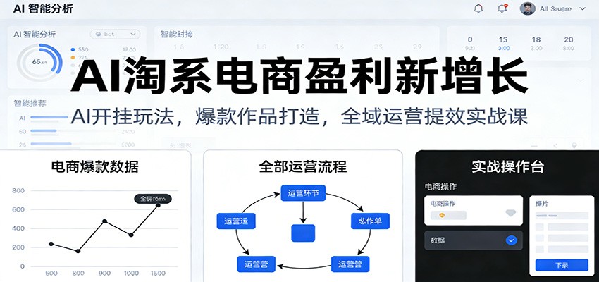 AI淘系电商盈利新增长，AI开挂玩法，爆款作品打造，全域运营提效实战课-大米网创