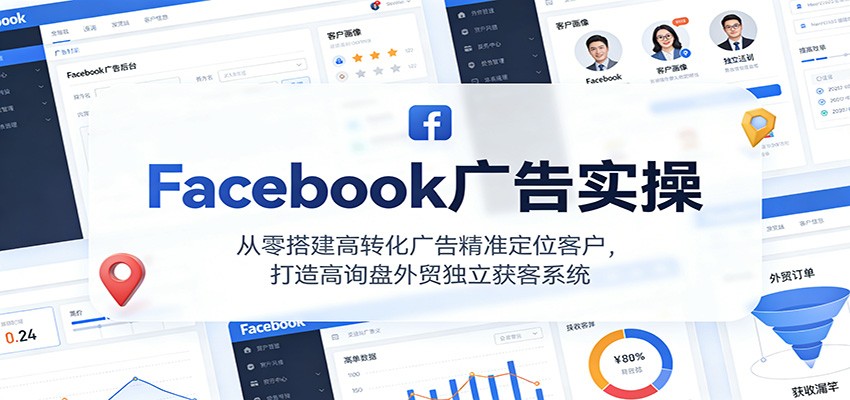 Facebook广告实操，从零搭建高转化广告精准定位客户，打造高询盘外贸独立获客系统-大米网创