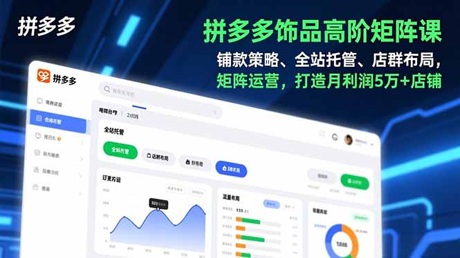 拼多多饰品高阶矩阵课,铺款策略、全站托管、店群布局,矩阵运营,打造月利润5万+店铺-大米网创