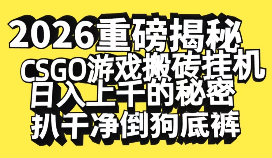 2026开年重磅解密,CSGO游戏搬砖挂机日入上千的秘密,把倒狗的底裤扒干-大米网创