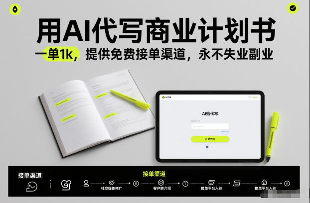用AI代写商业计划书，一单1k，提供免费接单渠道，永不失业副业-大米网创