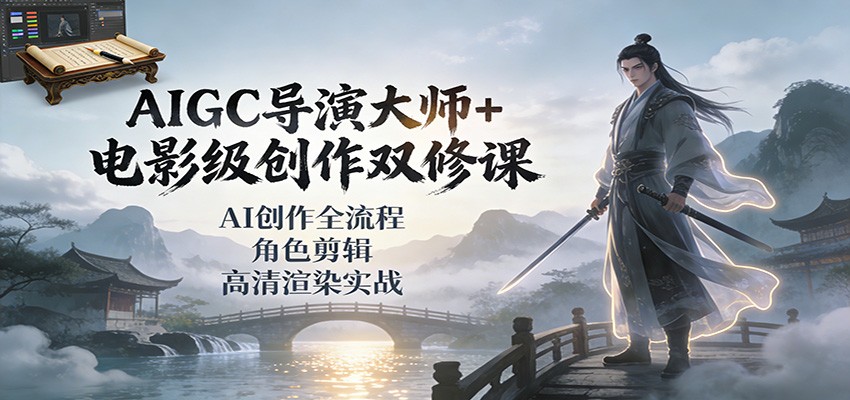 AIGC导演大师+电影级创作双修课:AI创作全流程、角色剪辑、高清渲染实战-大米网创