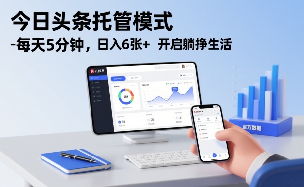 今日头条托管模式,每天5分钟,日入6张+,开启躺挣生活-大米网创