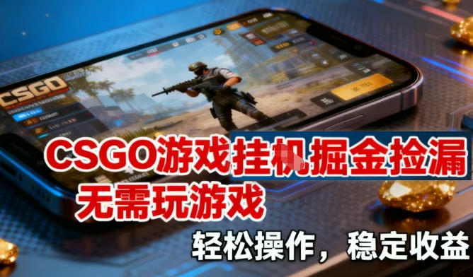 CSGO游戏挂G掘金捡漏,不需要玩游戏,操作简单,收益稳定-大米网创