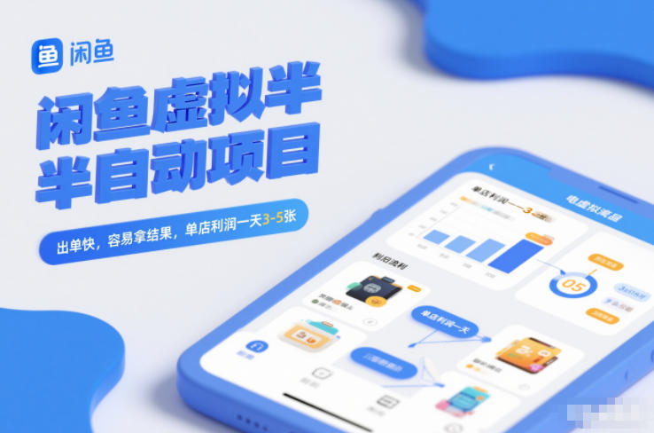 闲鱼虚拟半自动项目,出单快,容易拿结果,单店利润一天3-5张-大米网创