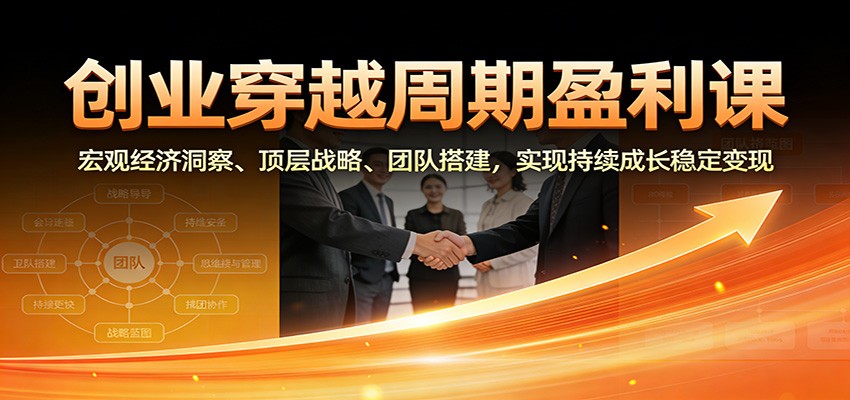 创业穿越周期盈利课:宏观经济洞察、顶层战略、团队搭建,实现持续成长稳定变现-大米网创