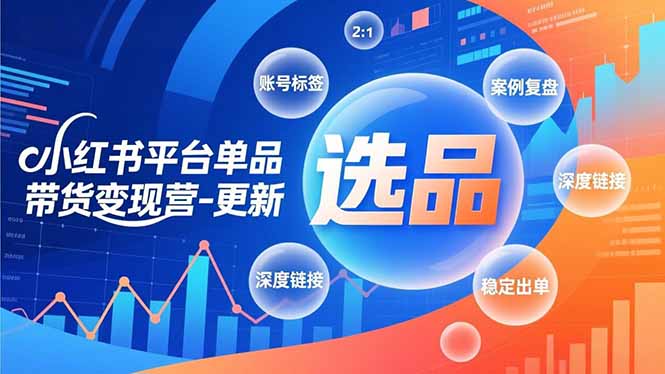 小红书平台单品带货变现营-更新,极致选品、账号标签、案例复盘,深度链接,快速启动稳定出单-大米网创