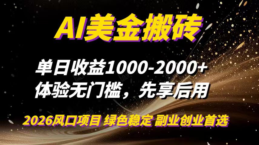 AI美金搬砖，单日收益1000-2000+，2025风口项目，可以副业，可以全职，可以工作室放大-大米网创