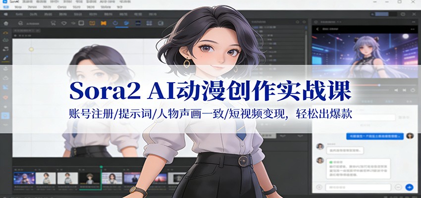 Sora2 AI动漫创作实战课：账号注册/提示词/人物声画一致/短视频变现，轻松出爆款-大米网创