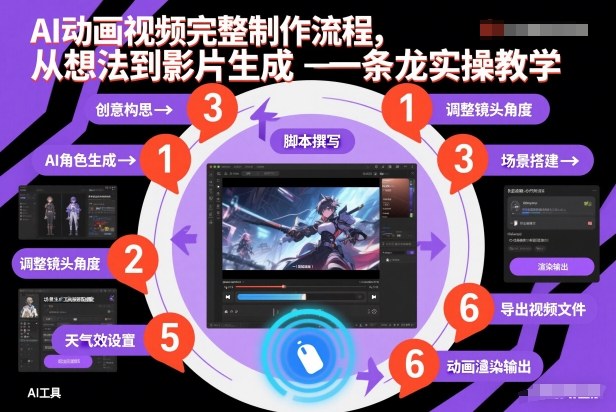 AI动画视频完整制作流程,从想法到影片生成一条龙实操教学-大米网创