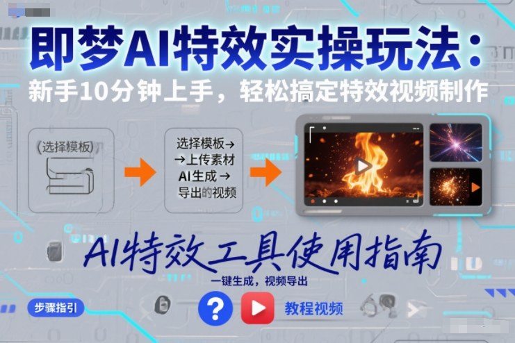 即梦AI特效实操玩法：新手10分钟上手，轻松搞定特效视频制作-大米网创