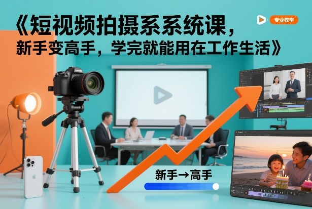 短视频拍摄系统课，新手变高手，学完就能用在工作生活-大米网创