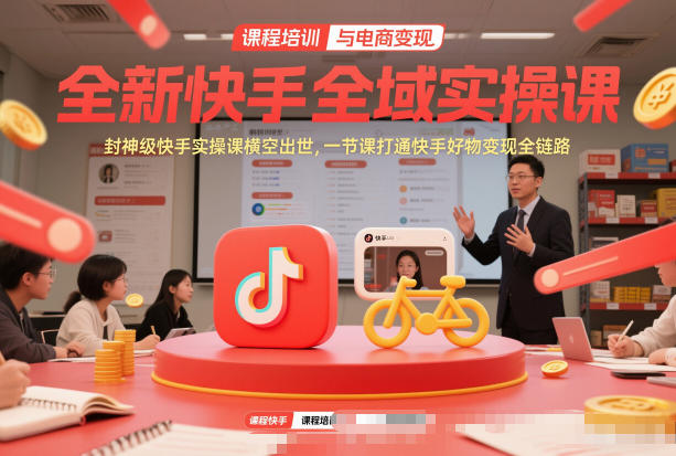 全新快手全域实操课,封神级快手实操课横空出世,一节课打通快手好物变现全链路-大米网创