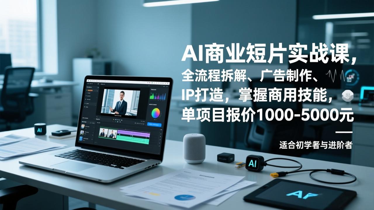 AI商业短片实战课,全流程拆解、广告制作、IP打造,掌握商用技能,单项目报价1000-5000元-大米网创