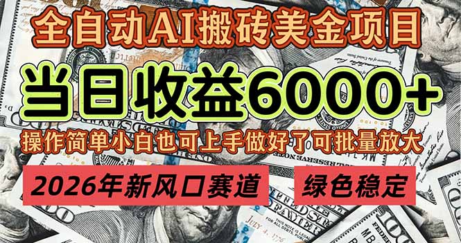 2026年新风口赛道,当日6000+以上,可批量放大,月收入20万+,长期绿色稳定的项目-大米网创