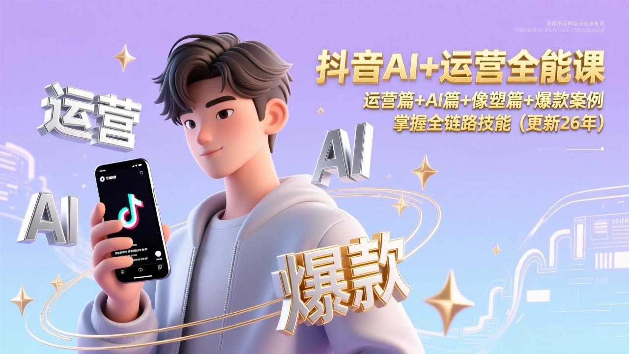 抖音AI+运营全能课，运营篇+AI篇+像塑篇+爆款案例，掌握全链路技能（更新26年）-大米网创