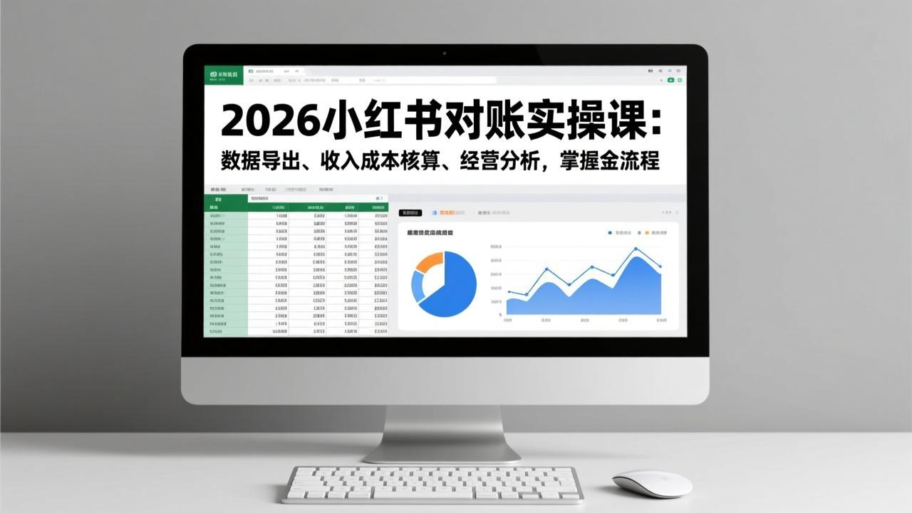 2026小红书对账实操课：数据导出、收入成本核算、经营分析，掌握全流程-大米网创