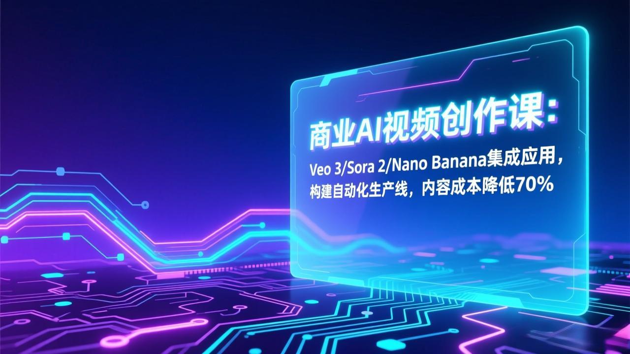 商业AI视频创作课：Veo 3/Sora 2/Nano Banana集成应用，构建自动化生产线，内容成本降低70%-大米网创