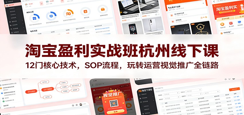 淘宝盈利实战班杭州线下课：12门核心技术，SOP 流程，玩转运营视觉推广全链路-大米网创