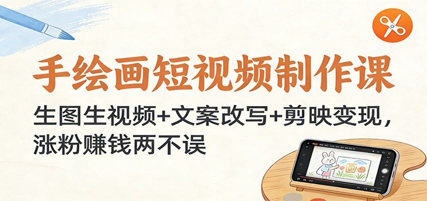 手绘画短视频制作课：生图生视频+文案改写+剪映变现，涨粉赚钱两不误-大米网创