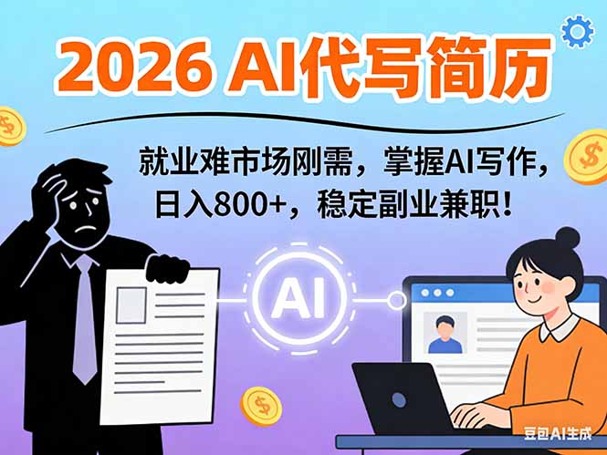 AI代写简历，超暴利，用万能模板月入1-3万实战教程，2026年市场刚需！-大米网创