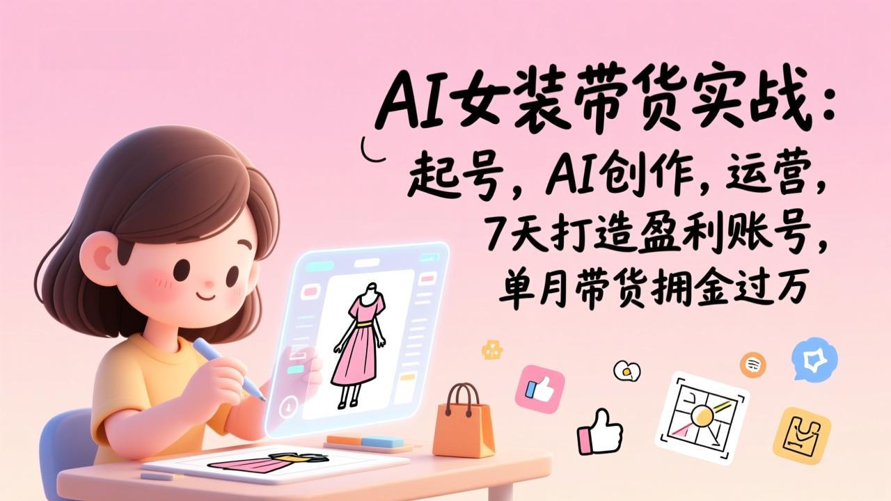 AI女装带货实战班（更新）：起号，AI创作，运营，7天打造盈利账号，单月带货佣金过万-大米网创