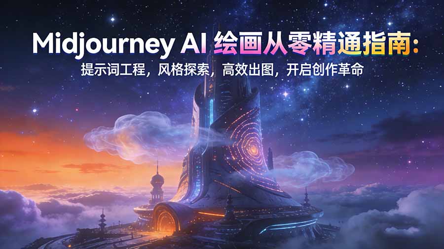 Midjourney AI绘画从零精通指南：提示词工程，风格探索，高效出图，开启创作革命-大米网创