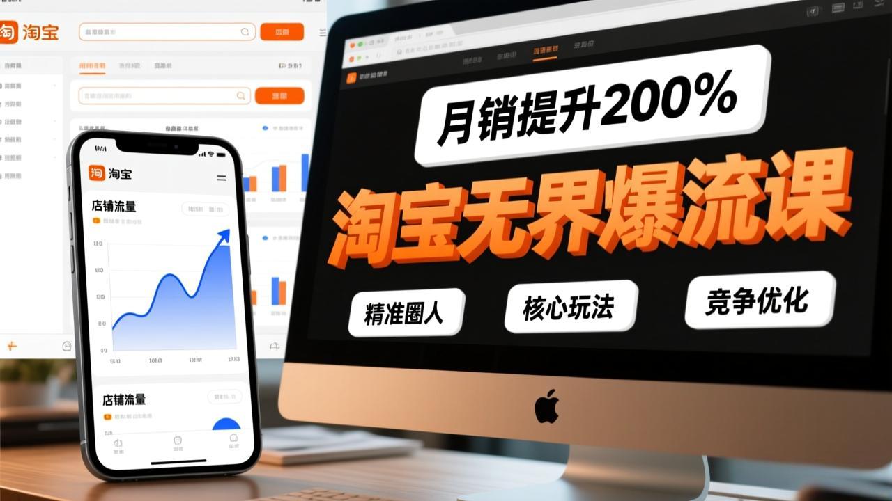 淘宝无界爆流课，精准圈人、核心玩法、竞争优化，快速引爆店铺流量，月销提升200%-大米网创
